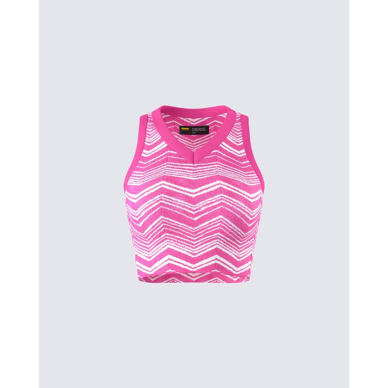 Irie Pink Zig Zag Knit Top