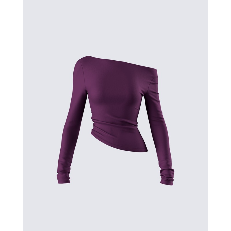 Isa Burgundy Jersey Asymmetric Top