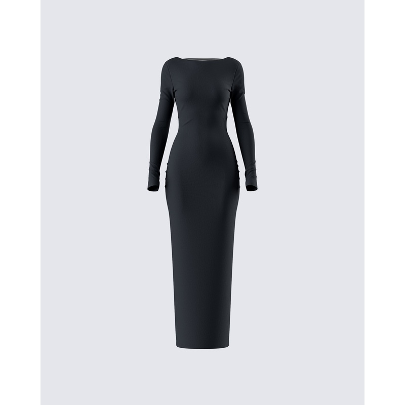 Izel Black Backless Maxi Dress