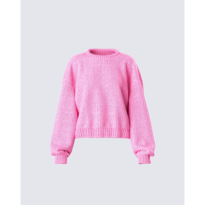 Kiera Pink Chunky Sweater Top