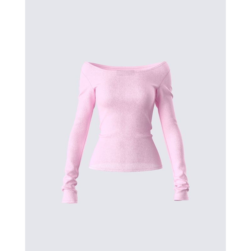 Leslie Pink Off Shoulder Top