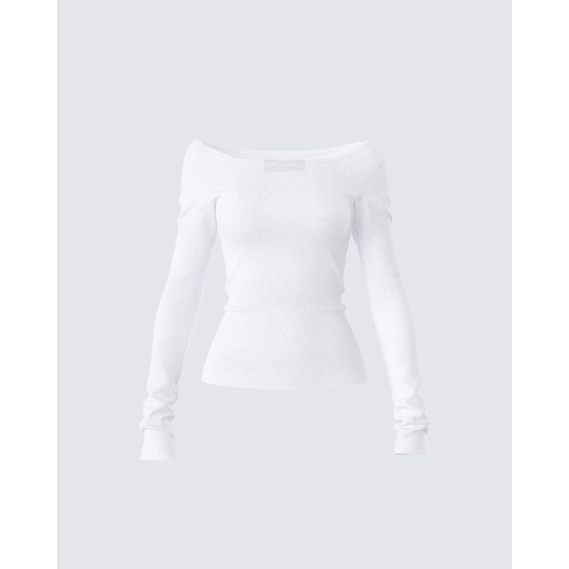 Leslie White Off Shoulder Top