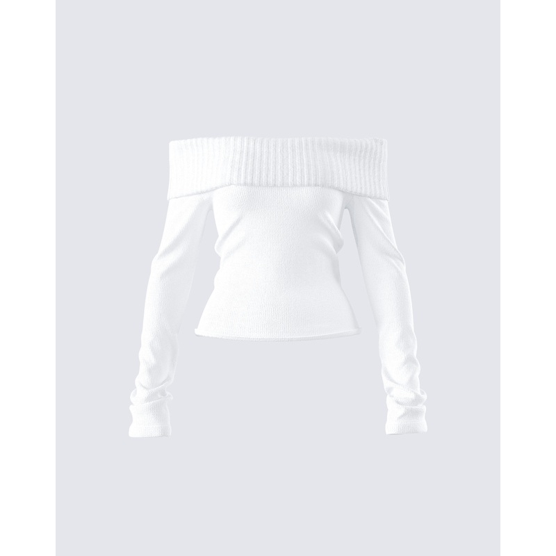 Lorraine White Sweater Knit Top