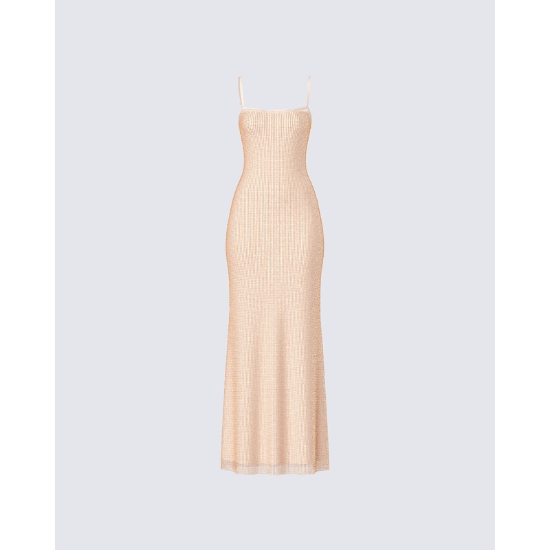 Michal Gold Sequin Maxi Dress