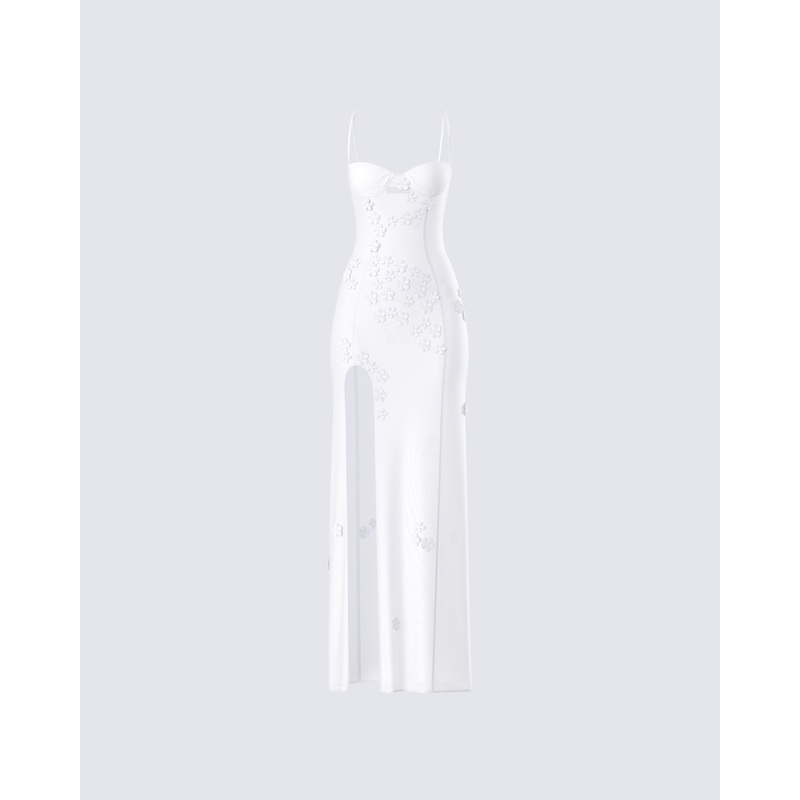 Myla White Floral Mesh Maxi Dress