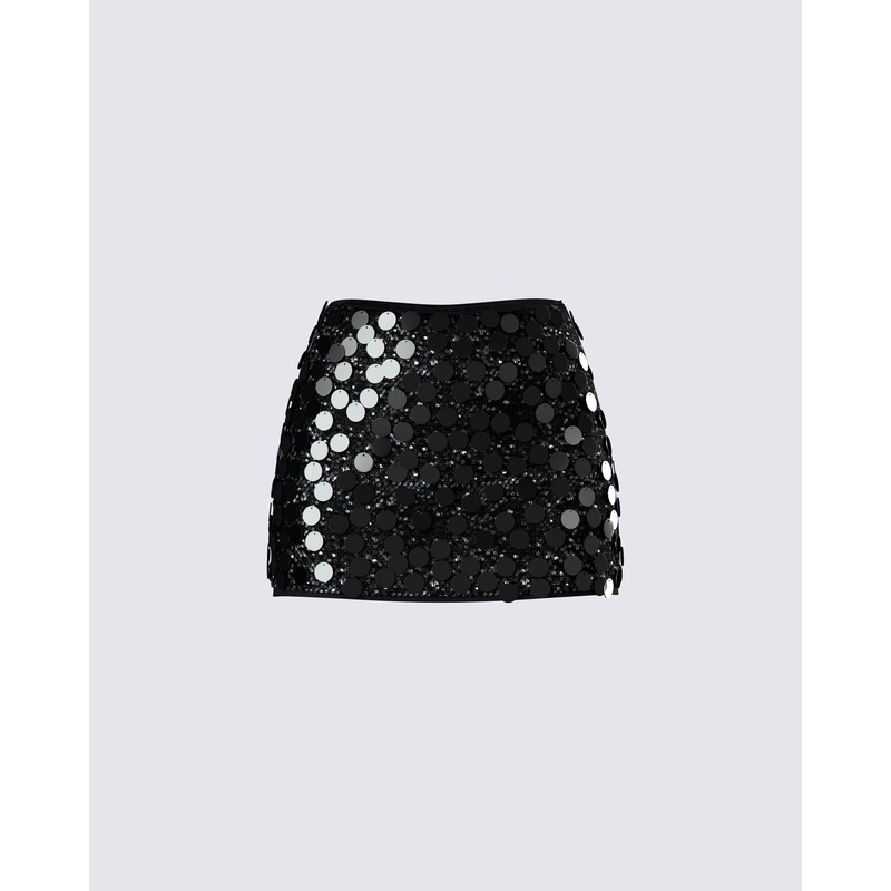 Philo Black Sequin Mini Skirt