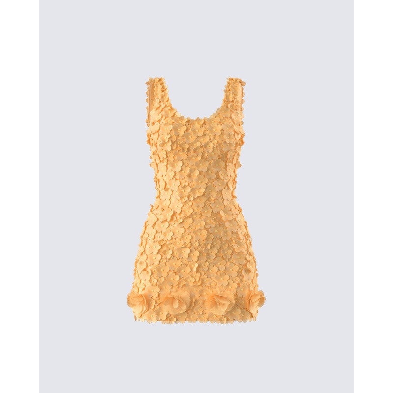 Raelyn Orange Petal Mini Dress