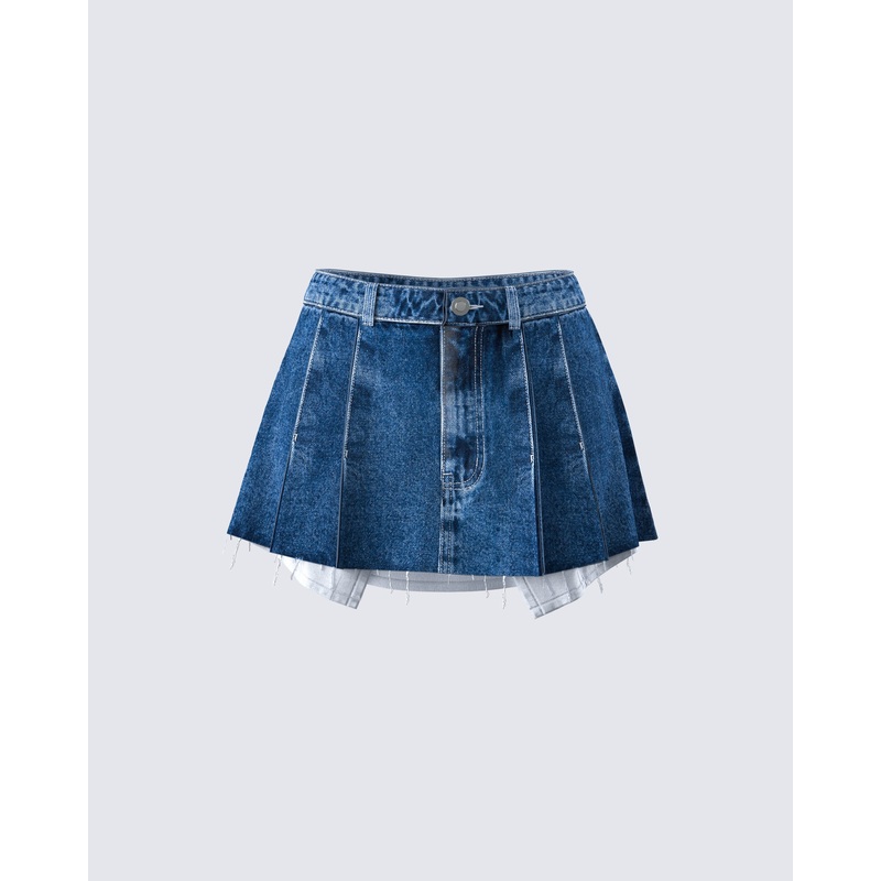 Robyn Pleated Denim Mini Skirt