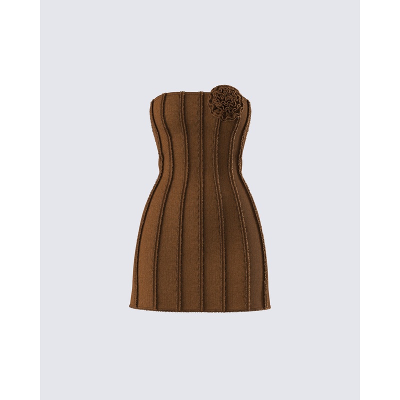 Ruby Brown Strapless Mini Dress