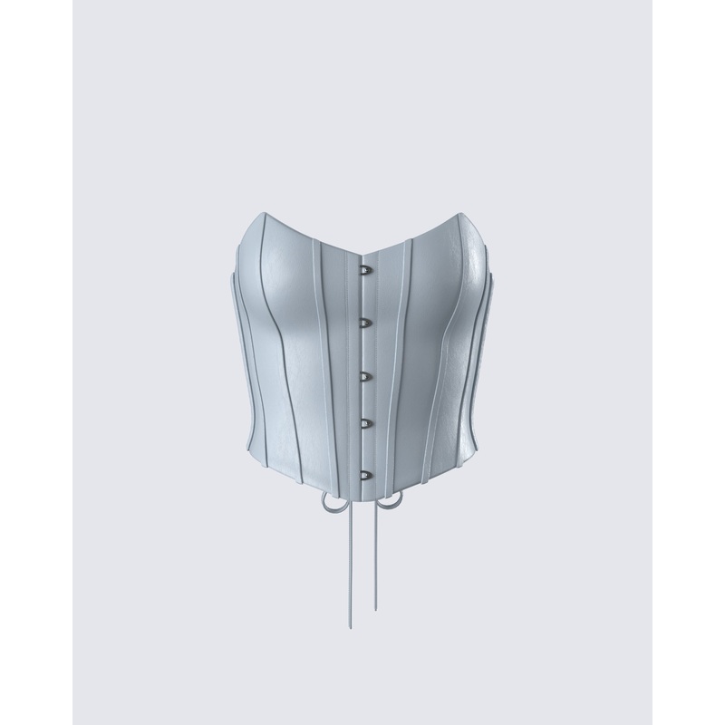 Tui Grey Vegan Leather Corset Top