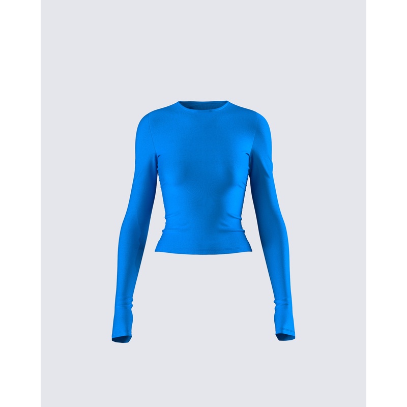 Vivi Blue Jersey Long Sleeve Top