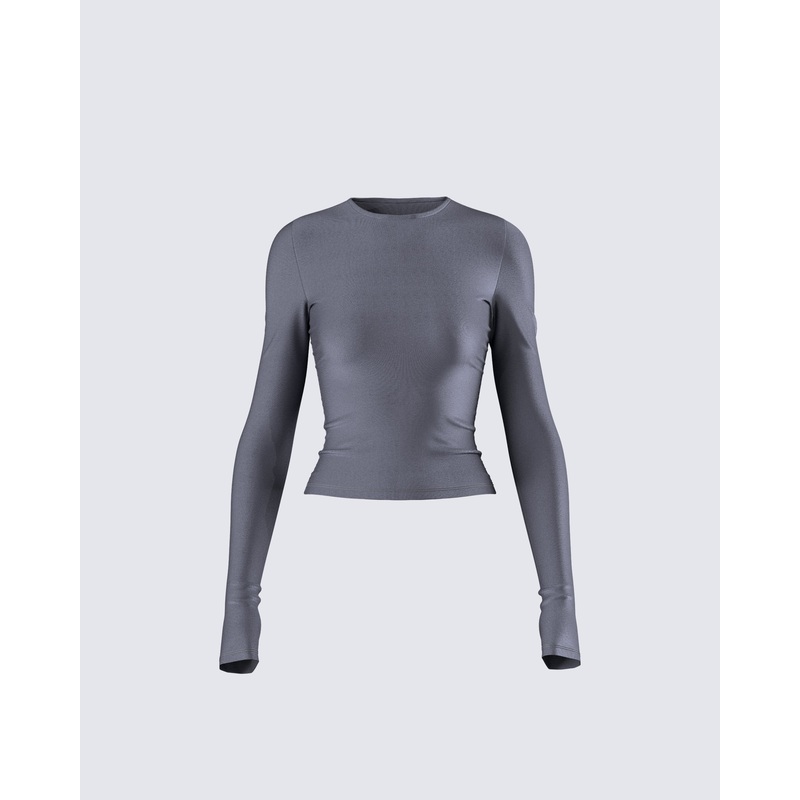 Vivi Grey Jersey Long Sleeve Top