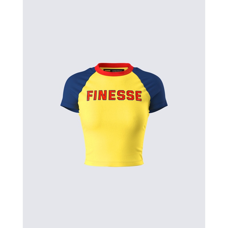 Amber Yellow Jersey Graphic Top