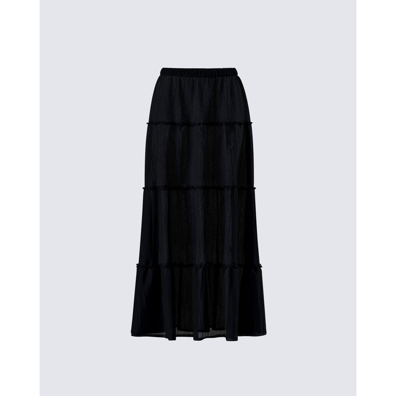 Cailin Black Tiered Maxi Skirt
