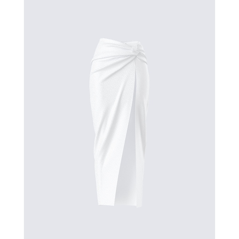 Carly White Beaded Drape Skirt