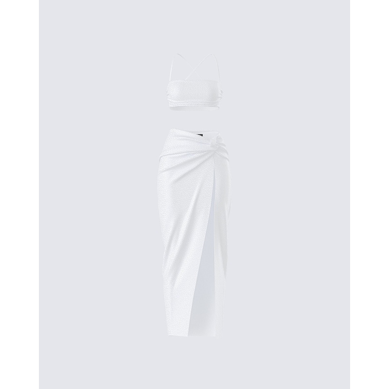 Carly White Beaded Maxi Set