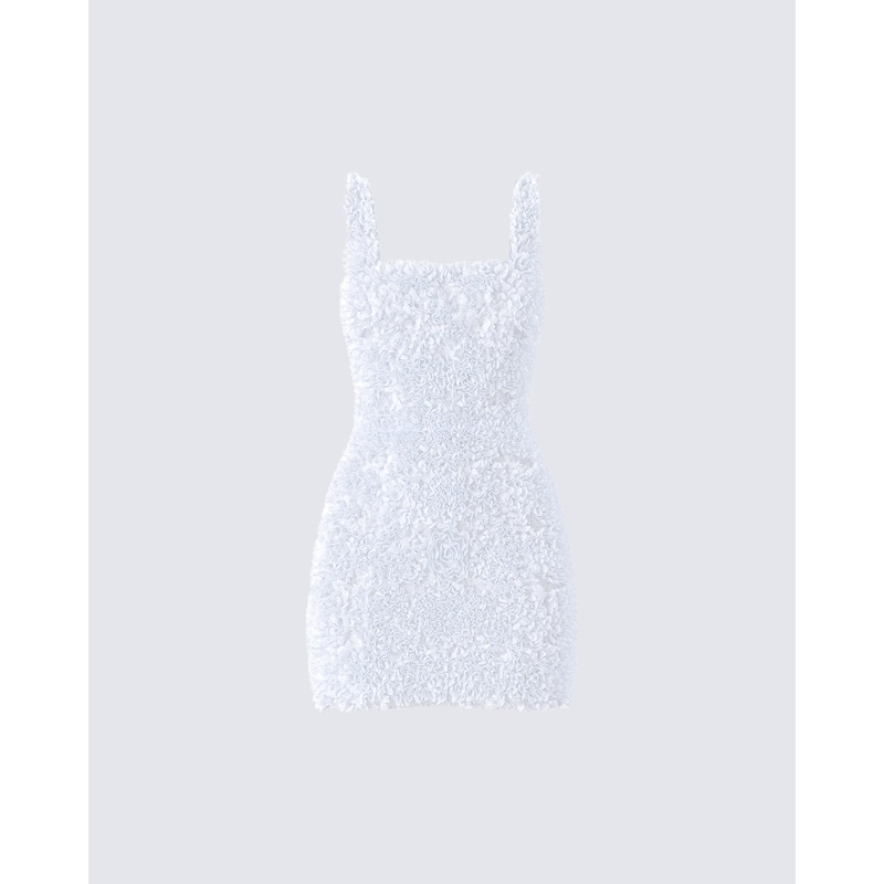 Dallas White Petal Mini Dress