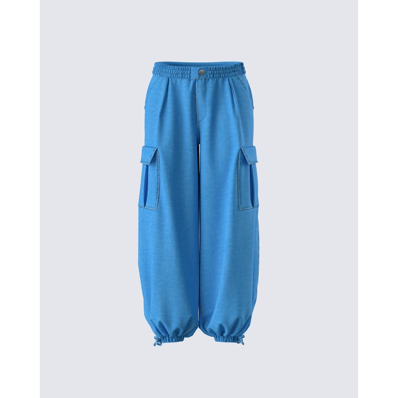 Darby Blue Denim Parachute Pant