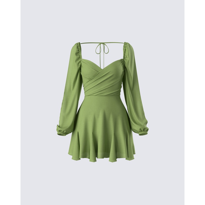 Dori Green Cross Front Mini Dress