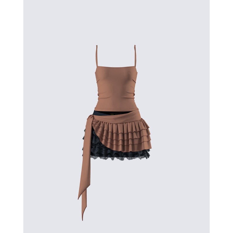 Dovie Cocoa Ruffle Set