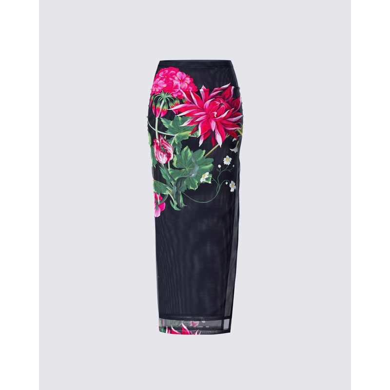 Eldora Floral Print Maxi Skirt