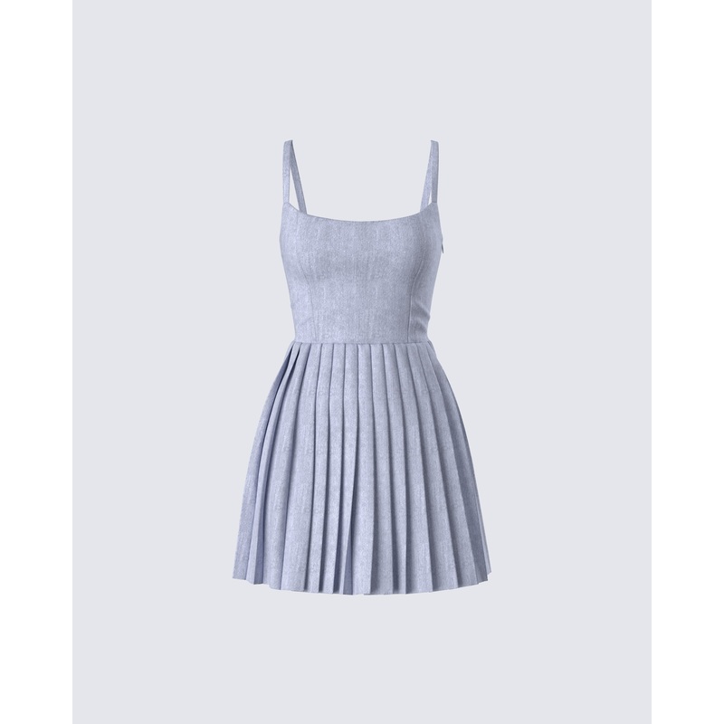 Eudora Grey Pleated Mini Dress