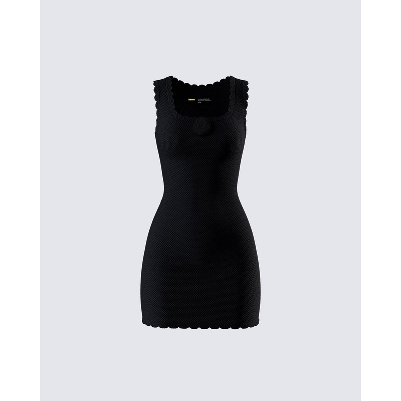 Evianna Black Rosette Mini Dress