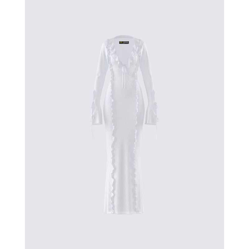 Florence White Mesh Maxi Dress