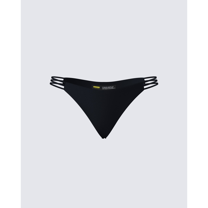 Halsey Black Cheeky Bikini Bottom