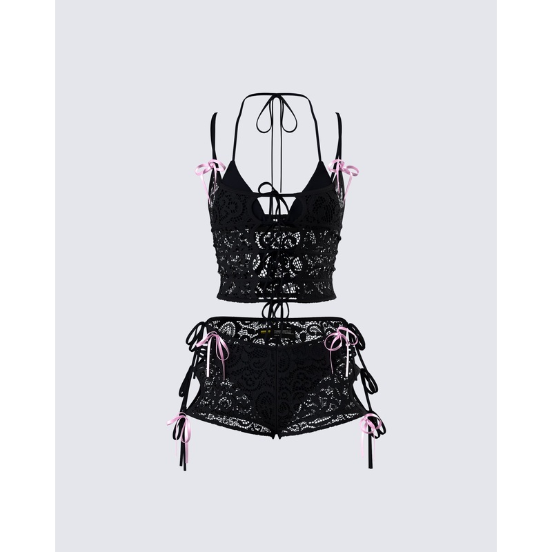Halsey Black Lace Set