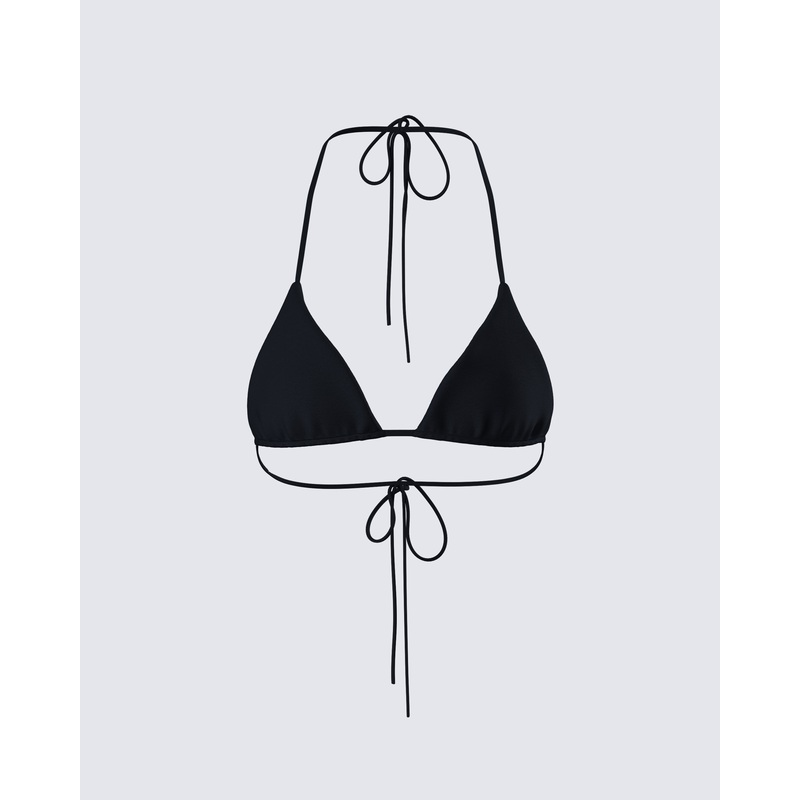 Halsey Black Triangle Bikini Top