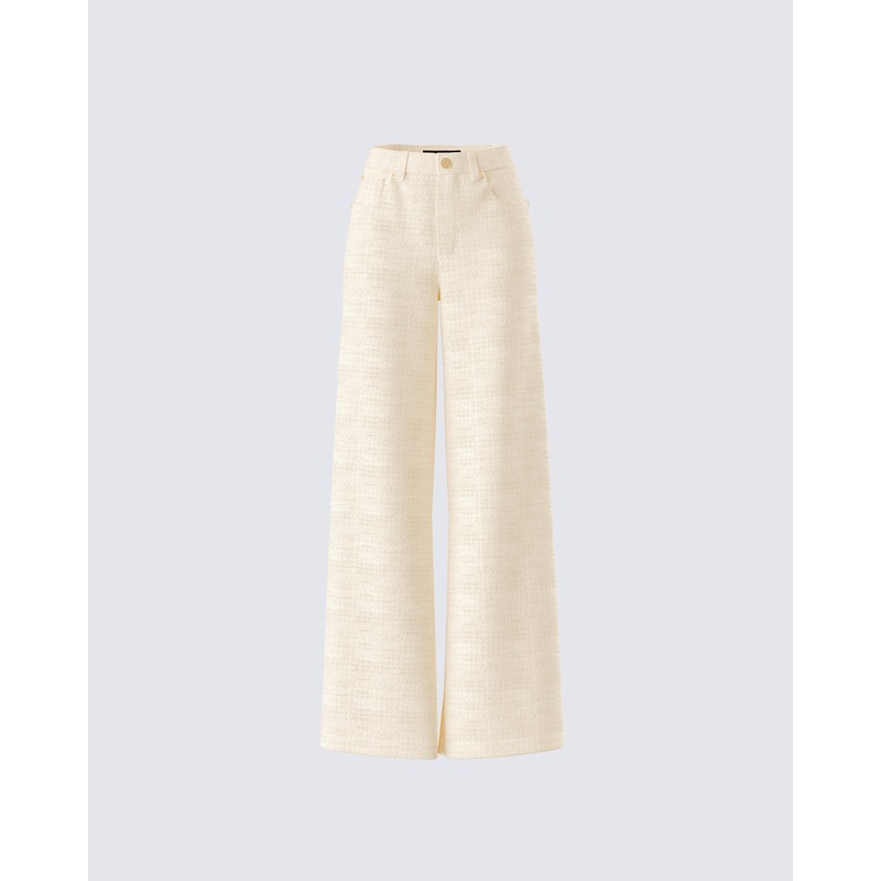 Havanah Ivory Tweed Mid Rise Pant