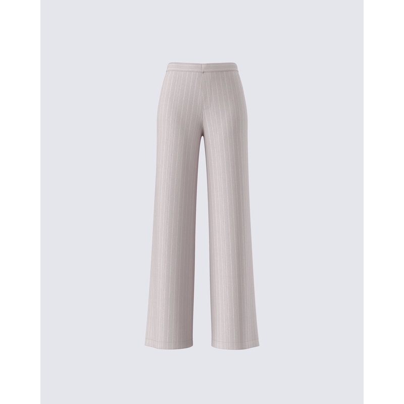Jaelyn Beige Pinstripe Trouser