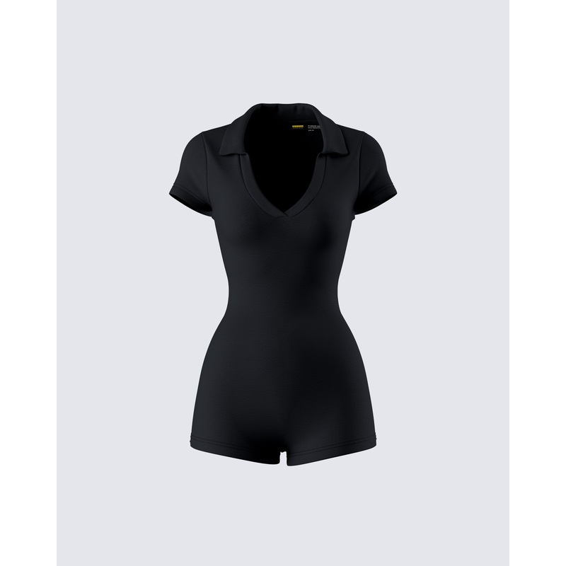 Jeanie Black Knit Romper