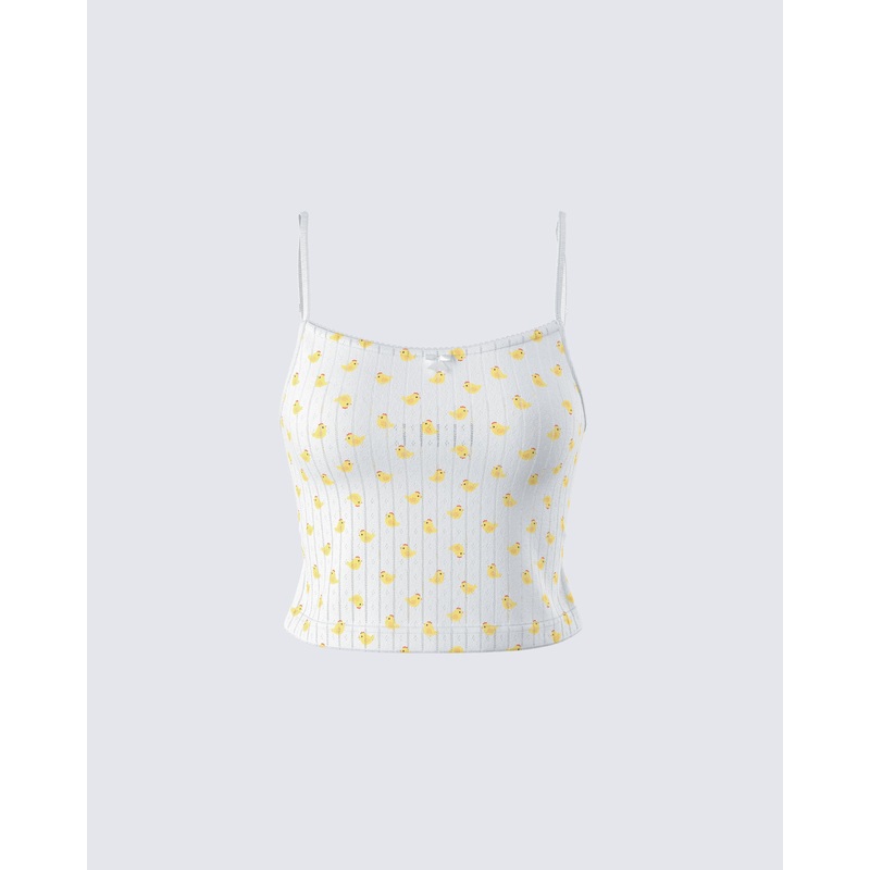 Jordana Ivory Duck Print Camisole Top