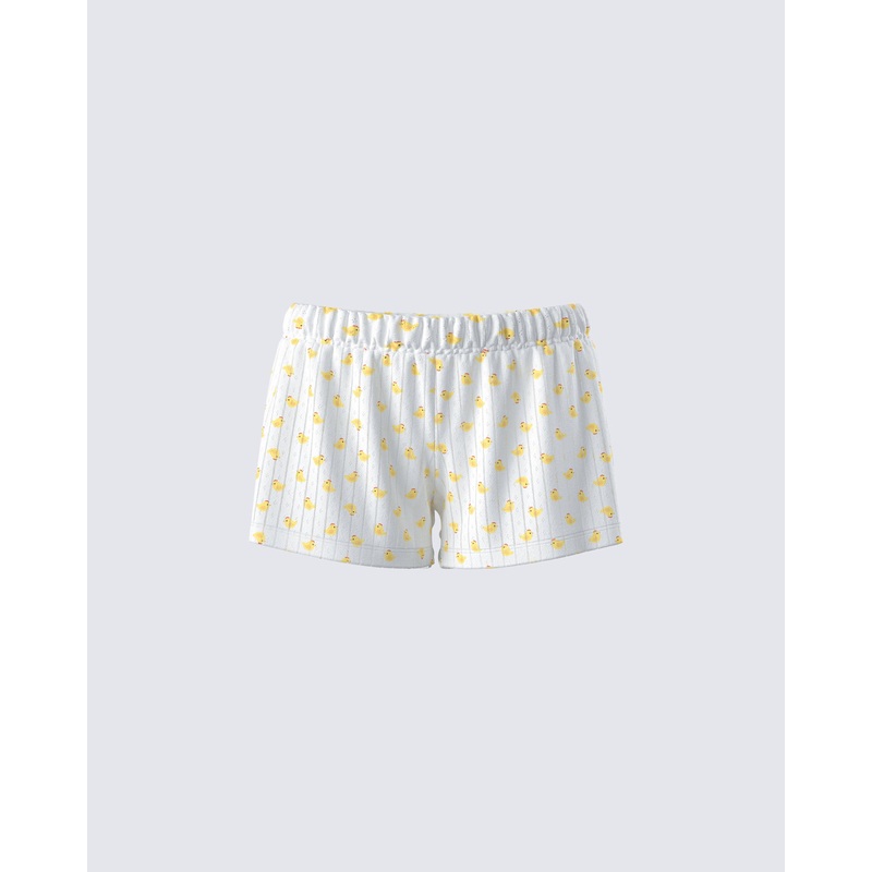 Jordana Ivory Duck Print Short