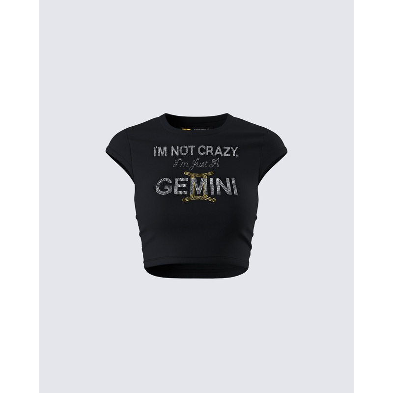 Julane Black Gemini Graphic Top