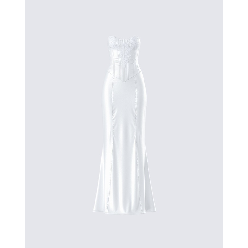 Katana White Lace Applique Gown