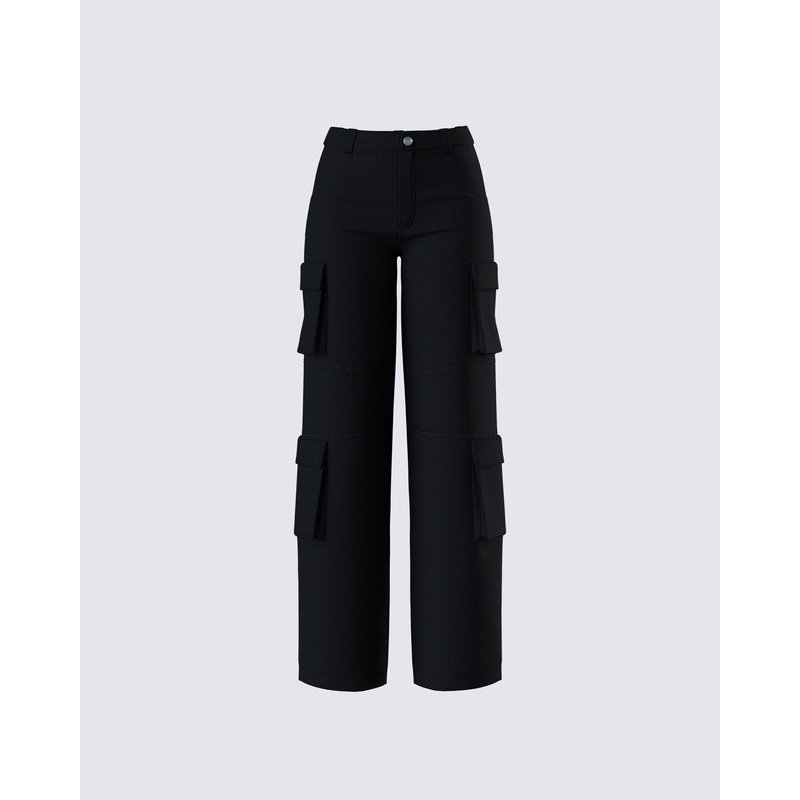 Laura Black Twill Cargo Pant