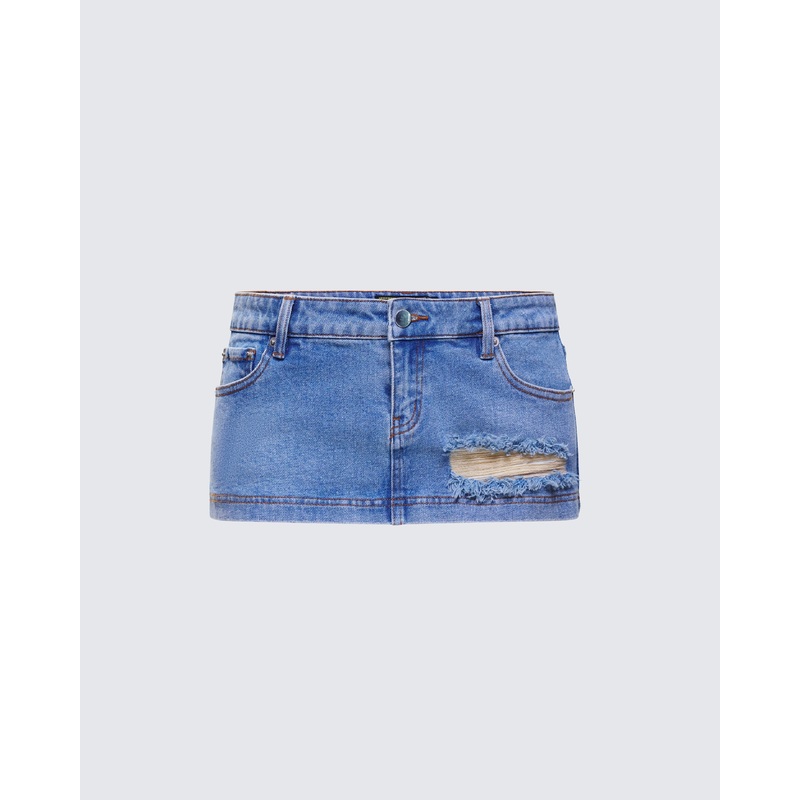 Loria Blue Denim Micro Mini Skirt
