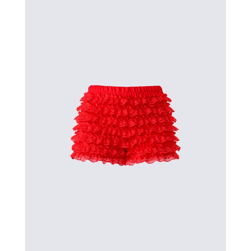 Maylah Red Ruffle Short
