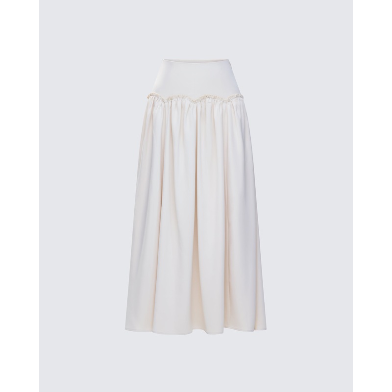 Orla Cream Ruched Maxi Skirt