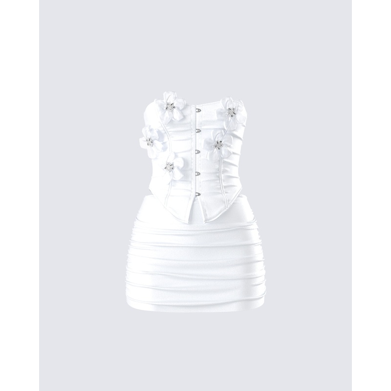 Rivi White Flower Corset Set