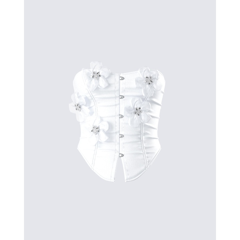 Rivi White Flower Corset Top