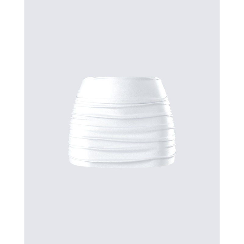 Rivi White Satin Micro Mini Skirt