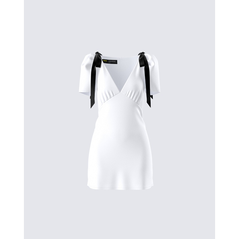 Rupa White Puff Sleeve Mini Dress
