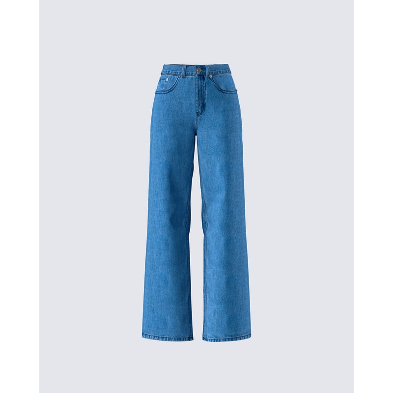 Sara Blue Denim Wide Leg Jean