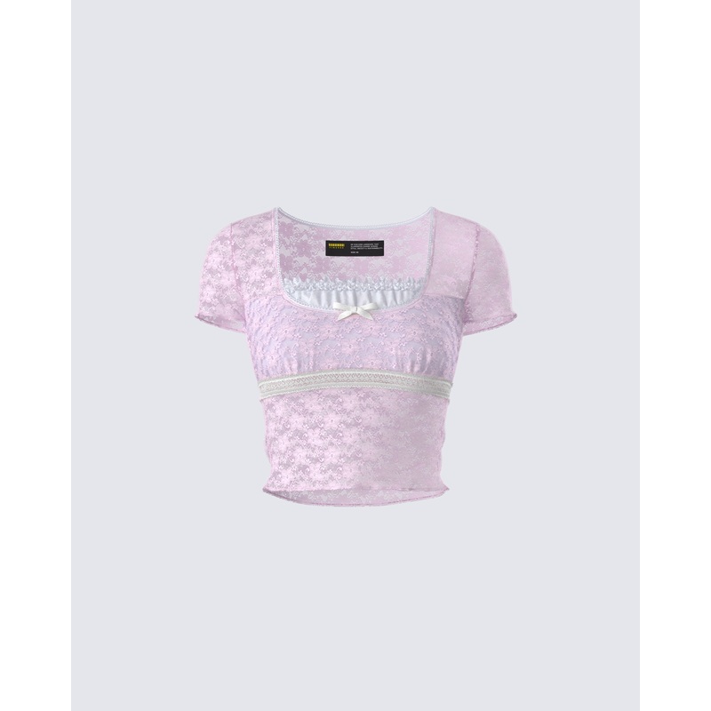 Stefanie Pink Lace Top