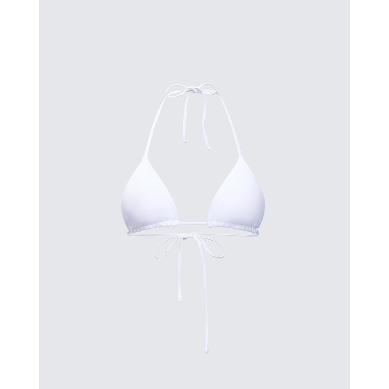Twyla White Triangle Bikini Top