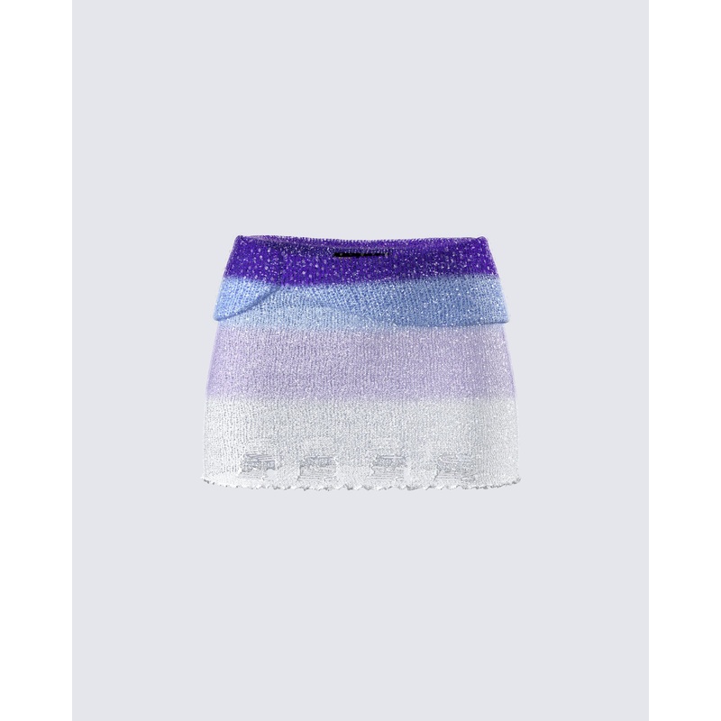 Vanessa Purple Sequin Knit Skirt
